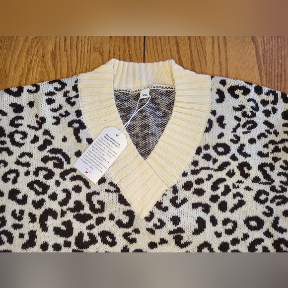 🖤NEW Just Fashion V Neck Leopard Sweater XXL - Picture 4 of 4